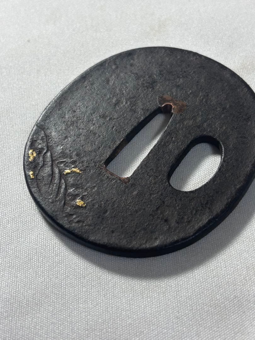 鐔鍔つば　見事な鉄味　山水風景図　風情のある図柄　金家　江戸時代