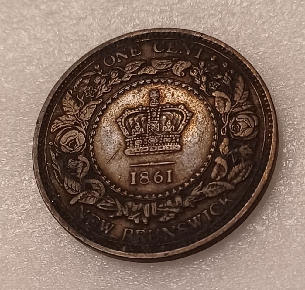 独特の色合い 1861年(165年前) ニューブランズウィック州の1セント銅貨