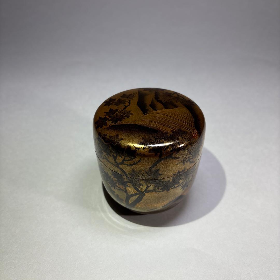 紫香(谷内一則) 研出山水蒔絵　中棗 内梨地(桐箱入)