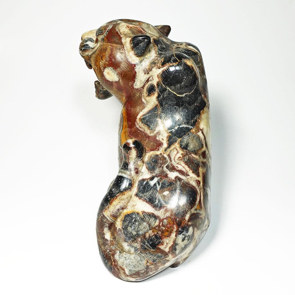 猫虎石像　マーブル石　大理石　タイガーアイ　虎目石　オブジェ　パワーストーン