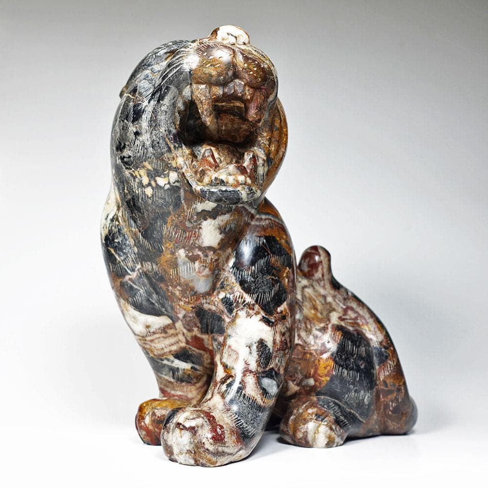 猫虎石像　マーブル石　大理石　タイガーアイ　虎目石　オブジェ　パワーストーン