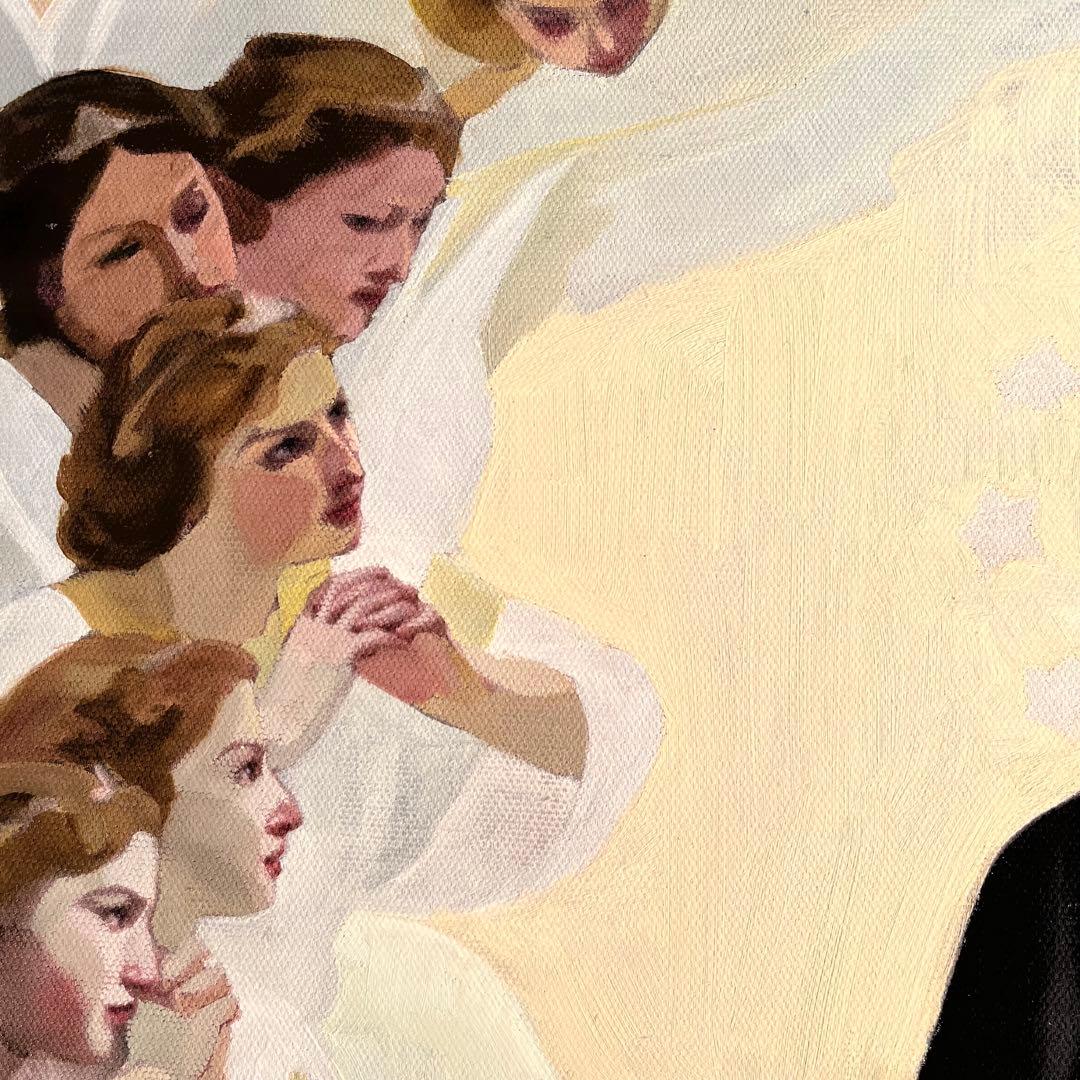 手書き油絵 ブグロー 天使と聖母絵画 額付き インテリア 油彩画