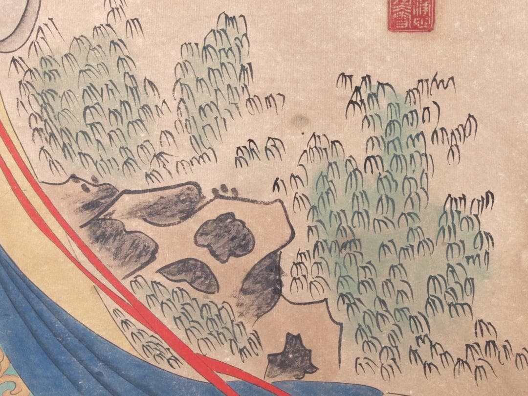 骨董市仕入れ品　中国近 時代の掛軸　肉筆保証 顾闳中 AK716A12-2