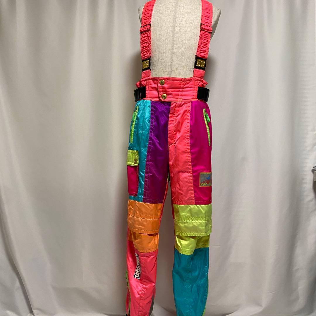 90s GOLDWIN クレイジー配色 スキーウェア 上下セット 総柄 レトロ