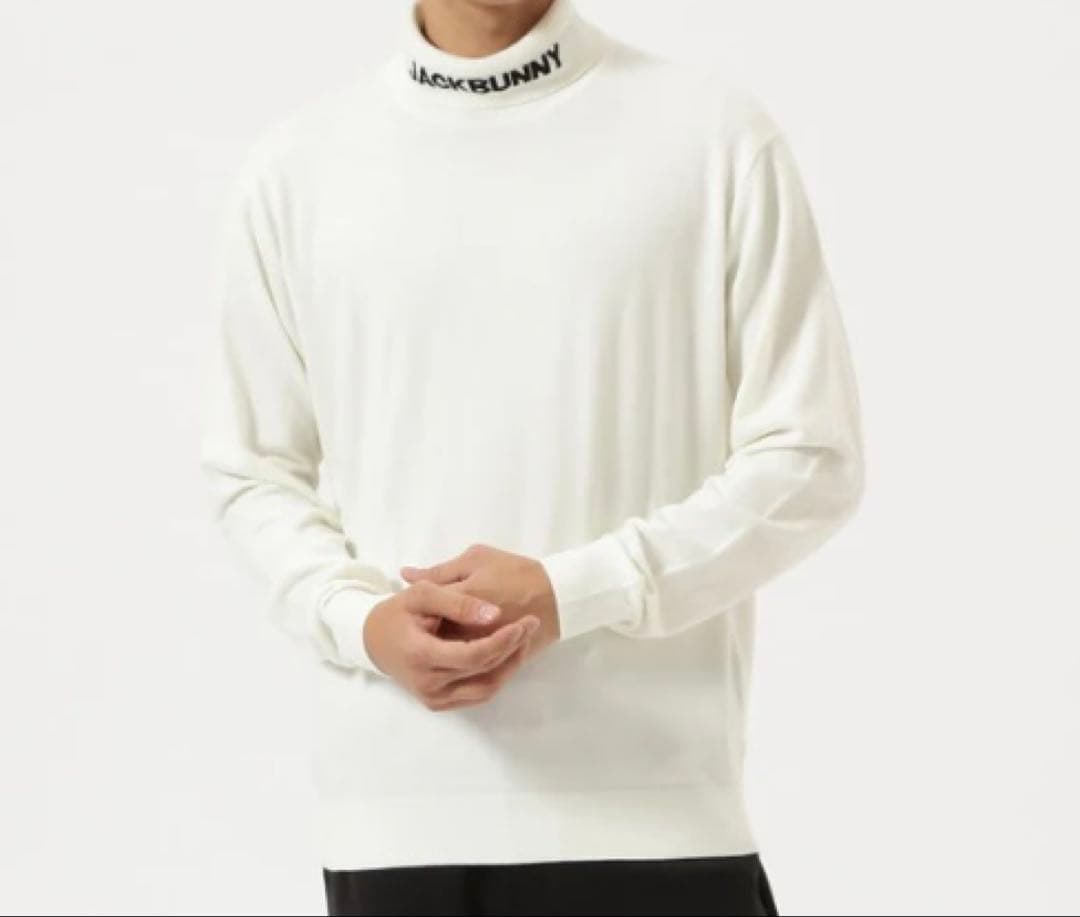新品 ジャックバニー カシミヤタッチタートルネックニット(6)サイズLL/白