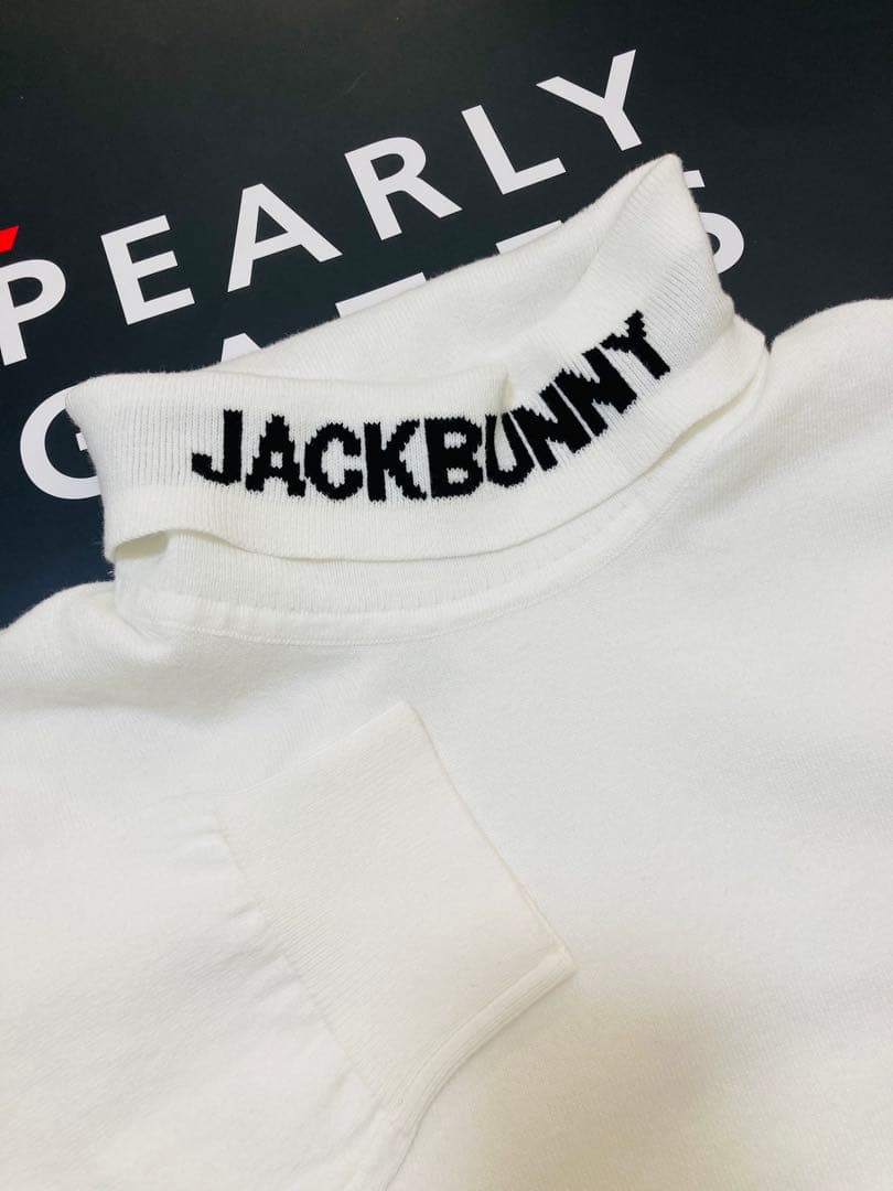 新品 ジャックバニー カシミヤタッチタートルネックニット(6)サイズLL/白