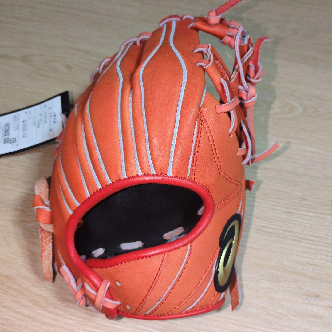 野球用品　少年軟式グローブ　アシックス　ゴールドステージ　右投げ　オレンジ