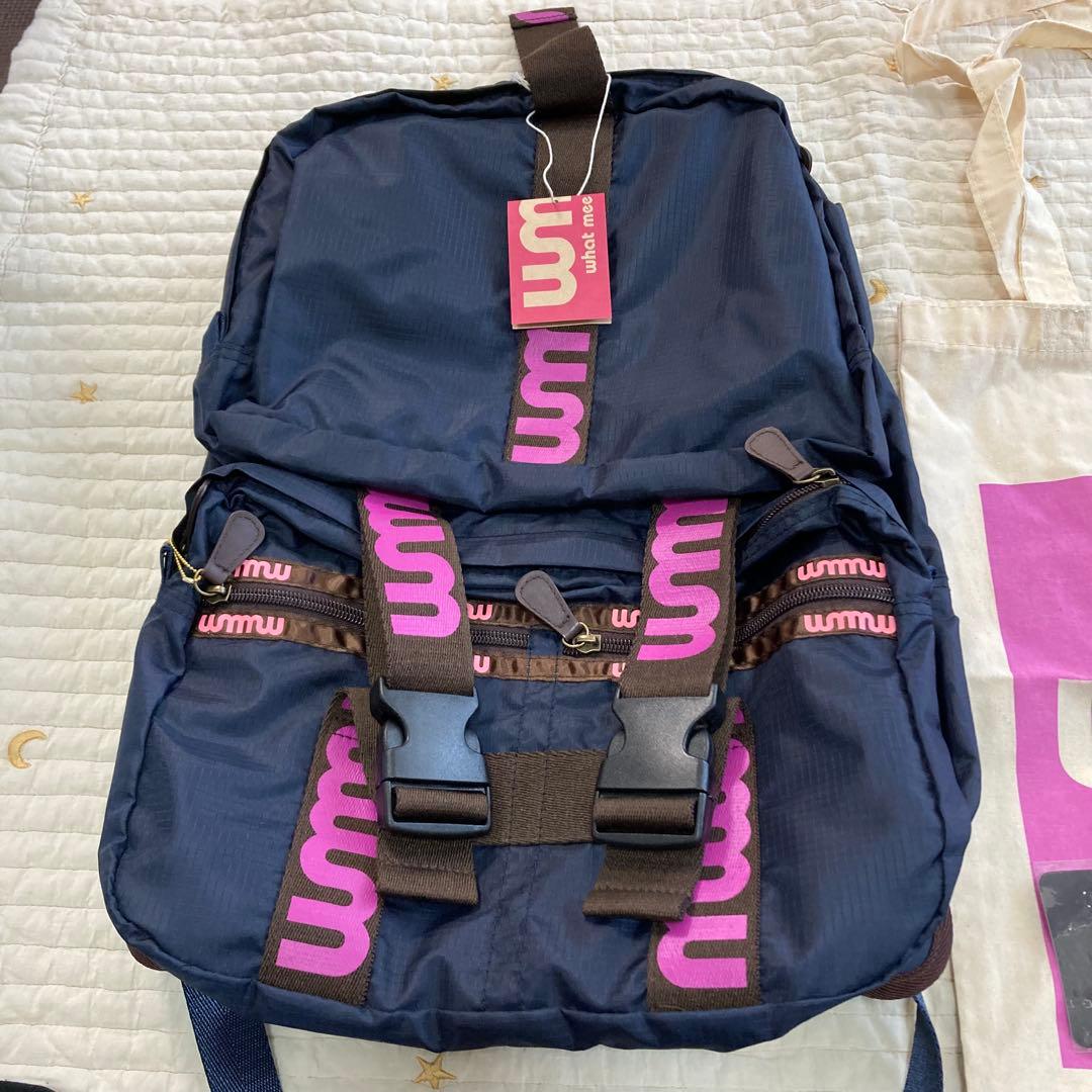wmmw backpack【navy×pink logo】　 e-bag&ドリカ