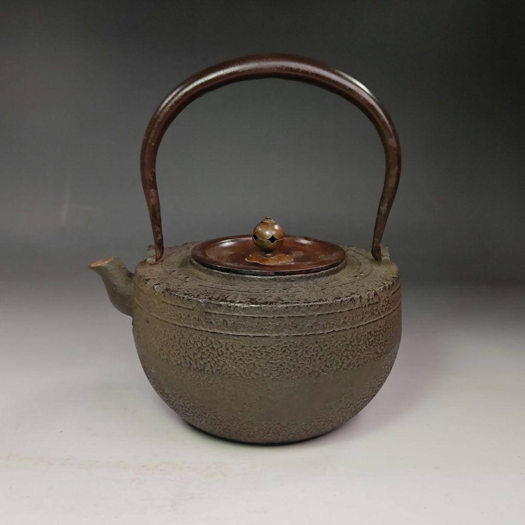イ491 鉄瓶『銅蓋　独楽形　鉄瓶』湯沸　薬缶　茶道具　煎茶