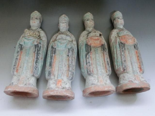 土人形■中国唐三彩置物祭具 12体 古い唐俑 中國 古玩 時代物 骨董 希少■