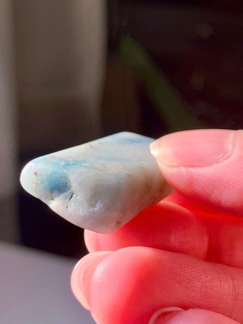 宝石質　糸魚川入りコン沢青翡翠　10g 原石　青ひすい　水石　根付　国産鉱物標本