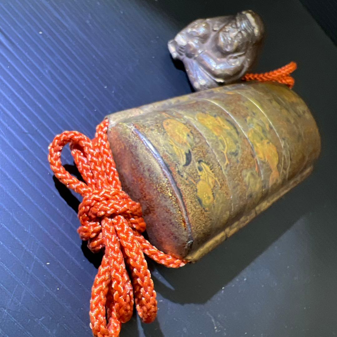 江戸時代　蒔絵印籠、ダルマ根付　73g 東Y7-1016☆2F