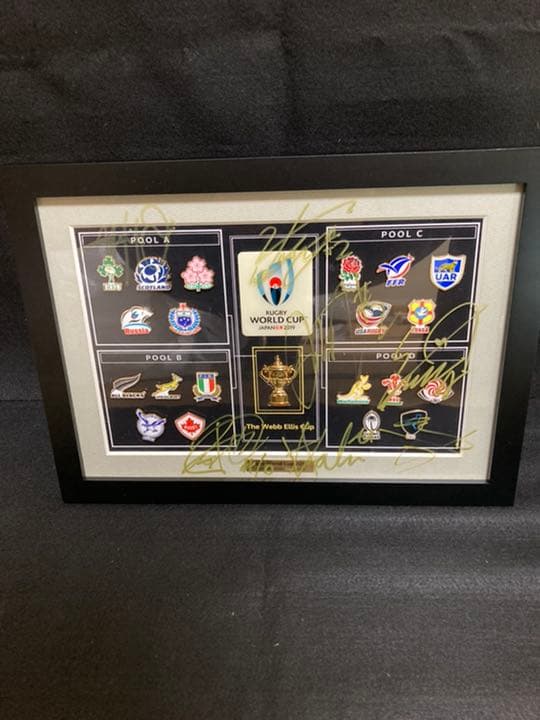 ★シリアルNO入★日本代表直筆サイン入ラグビーワールドカップ記念ピンズフレーム