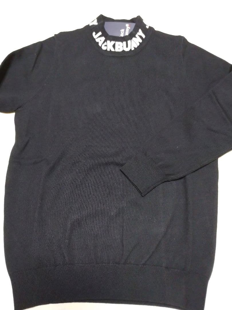 0サイズS 黒 ゴルフウェア ジャックバニー ロゴジャガード セーター 新品