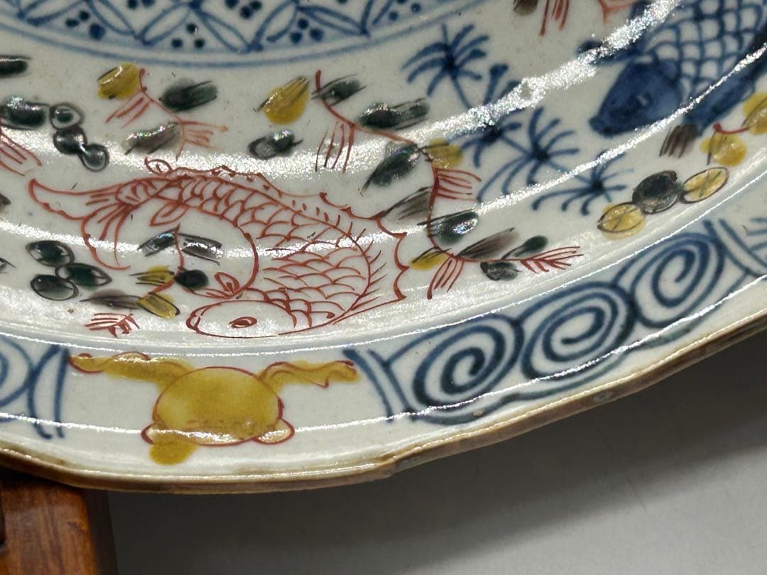 中国　大明嘉靖年製　呉須鳳紋大皿　送料込み0517