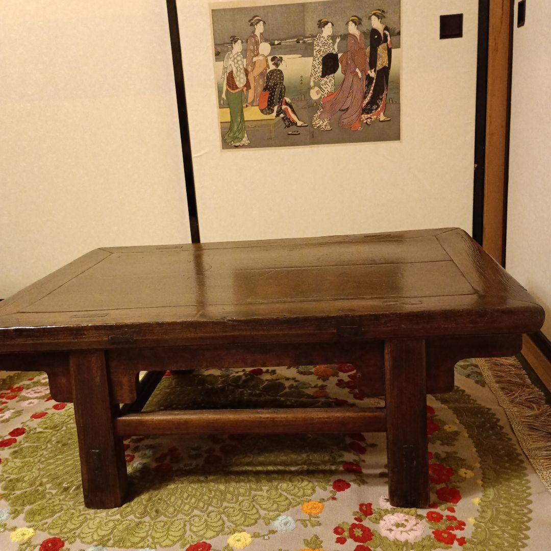 上海アンティークテーブル　木製座卓 ダークブラウン