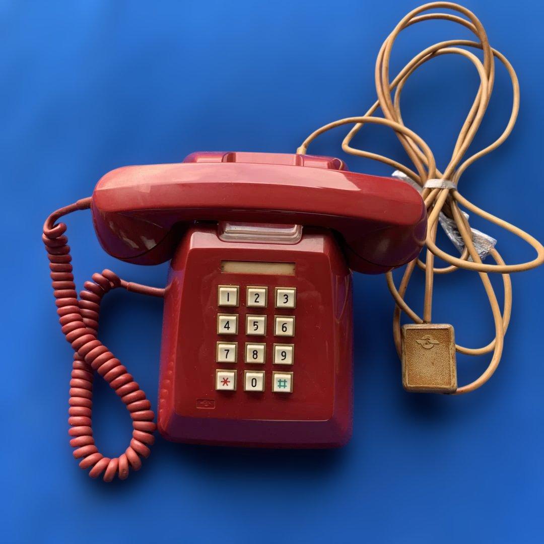 昭和レトロ！赤いプッシュボタン式電話 　１９７０～８０年代物/希少品