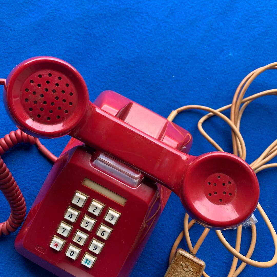 昭和レトロ！赤いプッシュボタン式電話 　１９７０～８０年代物/希少品