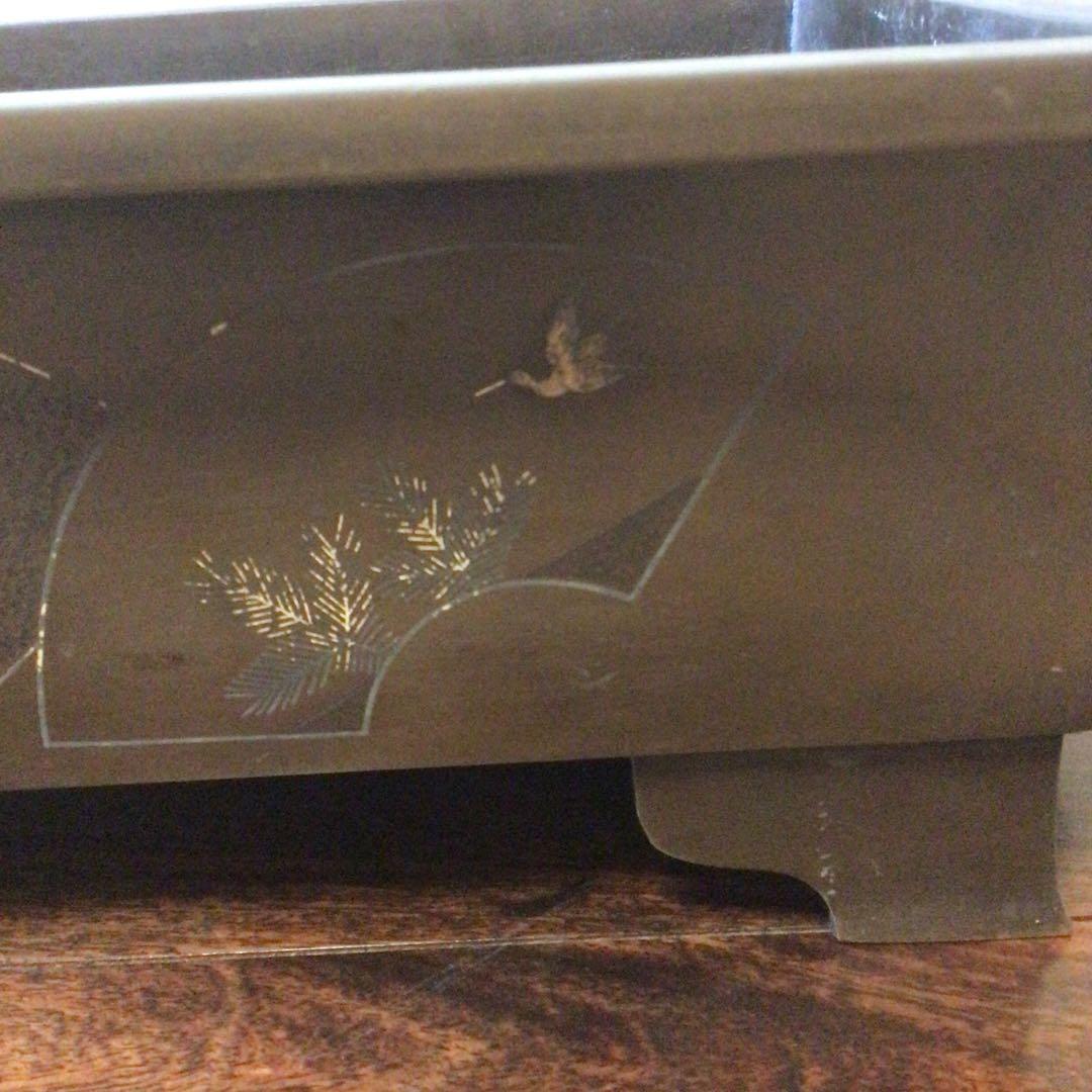 水盤　真鍮　花器　華道具　いけばな　双獣耳　時代物　骨董品