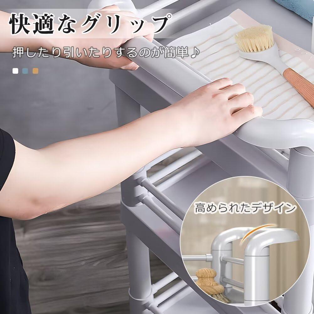 医療用ワゴン　ワゴン 3段　キャスター付 汚れ物バケツ付 医療用トロリー