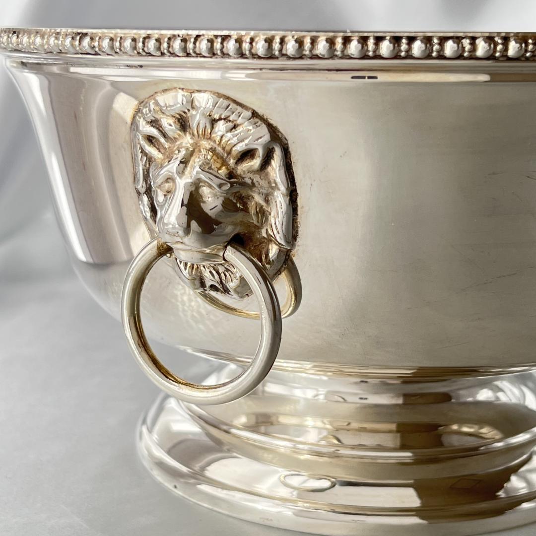 【英国】 ライオンのボウル / センターピース【シルバープレート】直径18cm