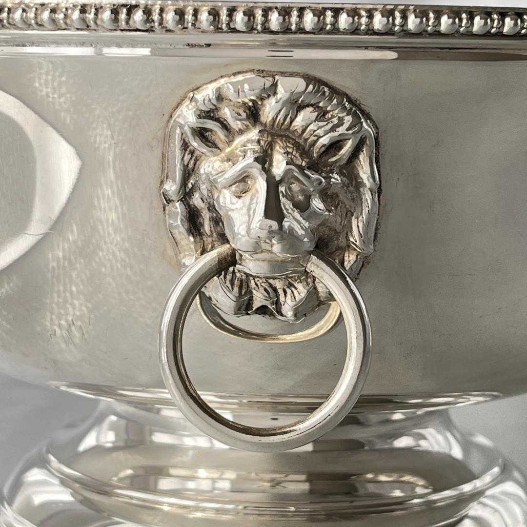 【英国】 ライオンのボウル / センターピース【シルバープレート】直径18cm