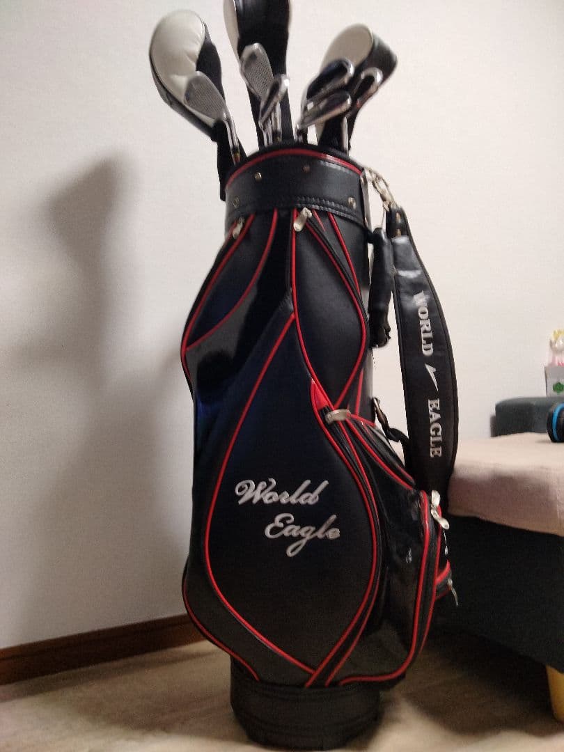 WORLD EAGLE キャディバッグ ブラック/レッド　マーク