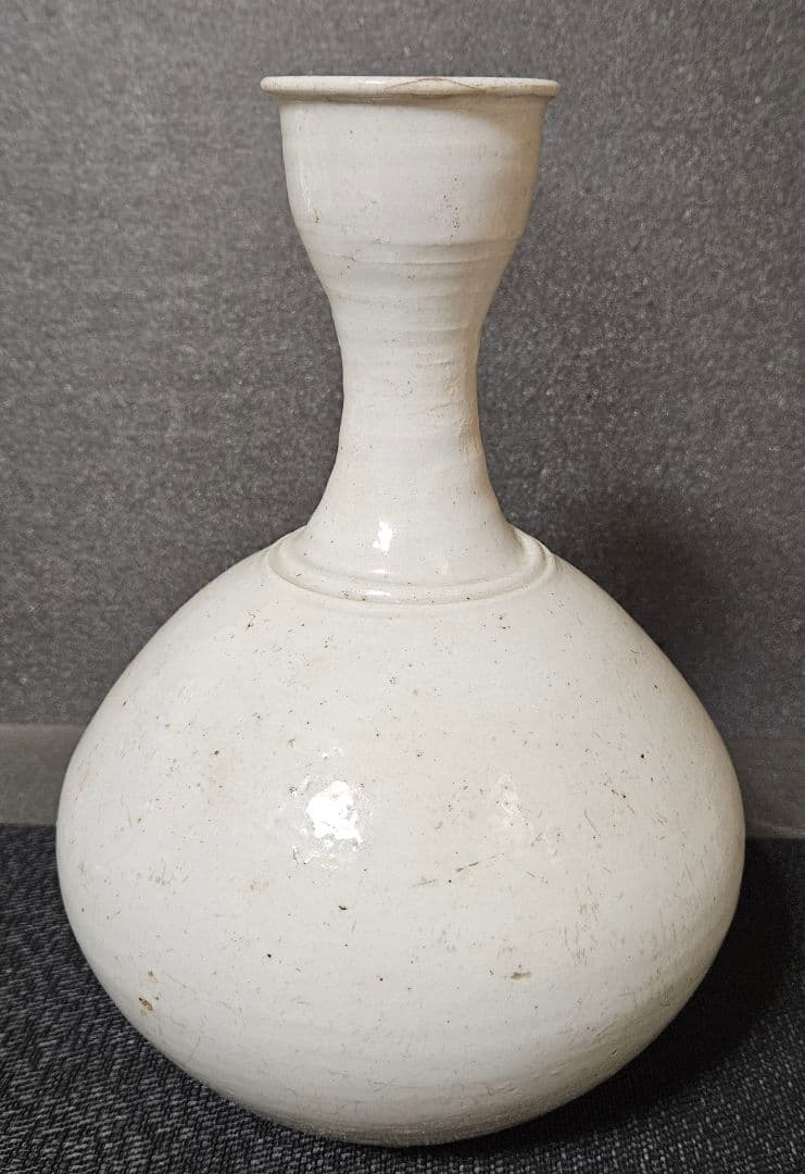李氏朝鮮時代　朝鮮古美術　朝鮮古陶磁器　李朝白磁　高さ　28.2cm 広口　大壺