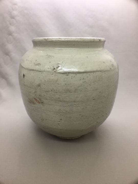 李朝白磁広口壺◆李朝前期◆無キズ◆送料無料◆李朝白磁◆水指◆茶道具◆茶