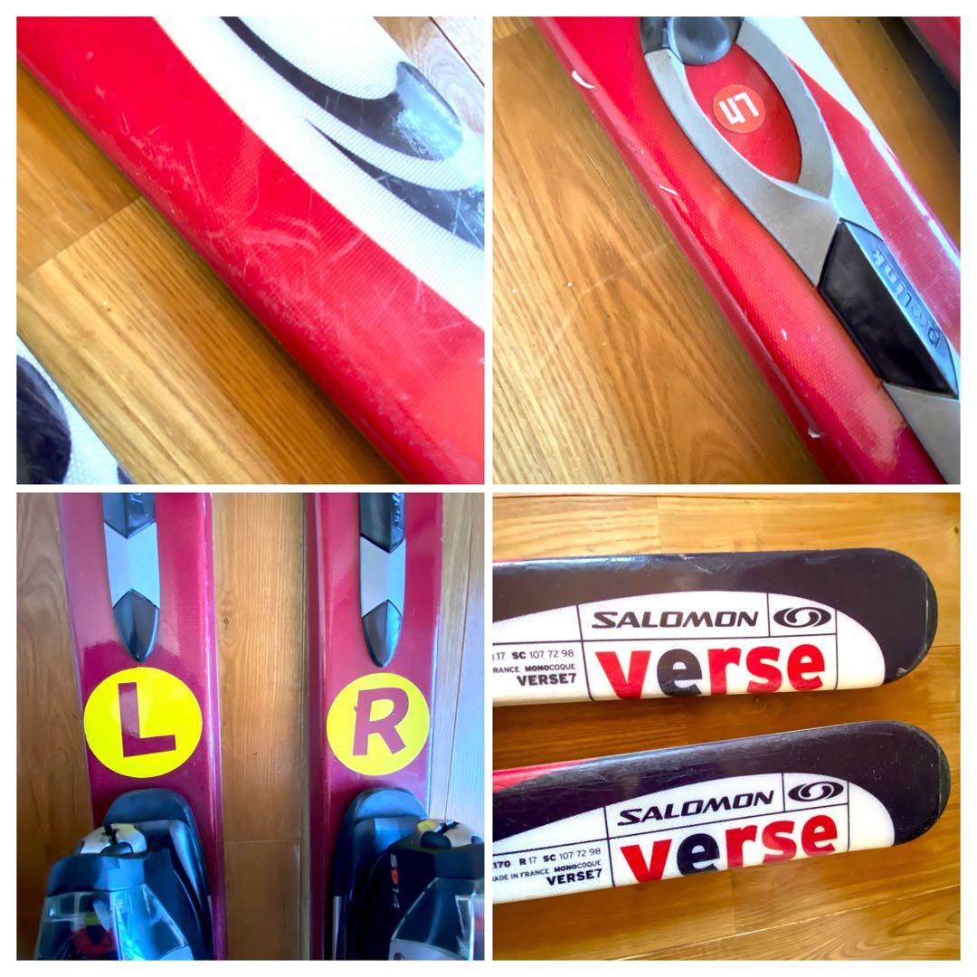 スキー4点セット SALOMON VERSE7 170cm ストック ケース付