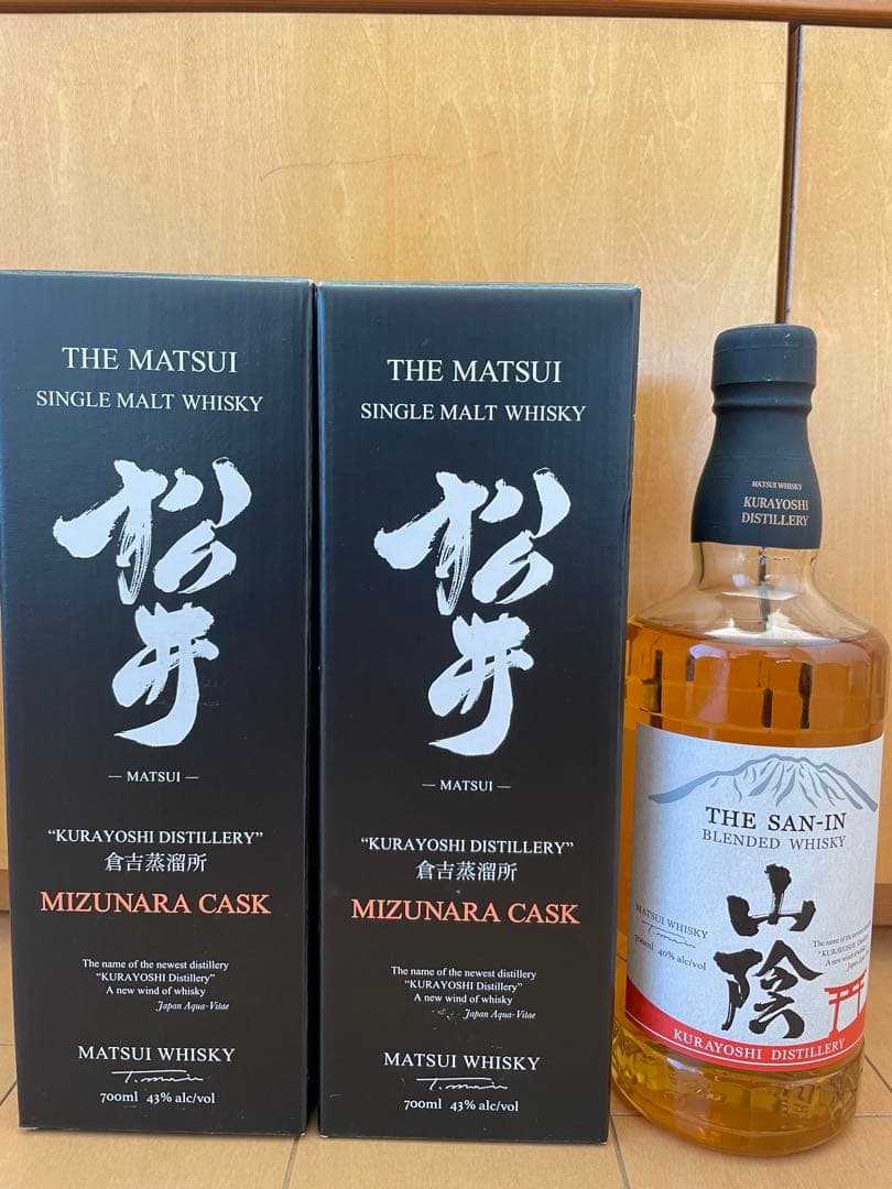 松井酒造　松井　ミズナラカスク　シングルモルト2本　山陰　モルト・グレーン1本