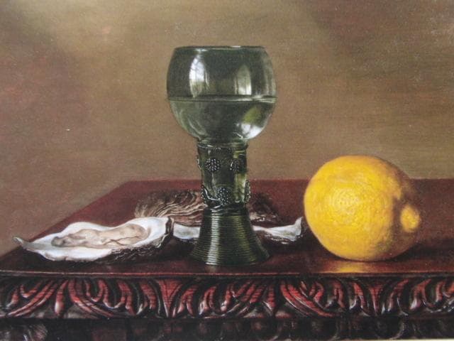 玉有万範、レモンとカキとルーマー杯のある静物、希少画集画、新品高級額・額装付