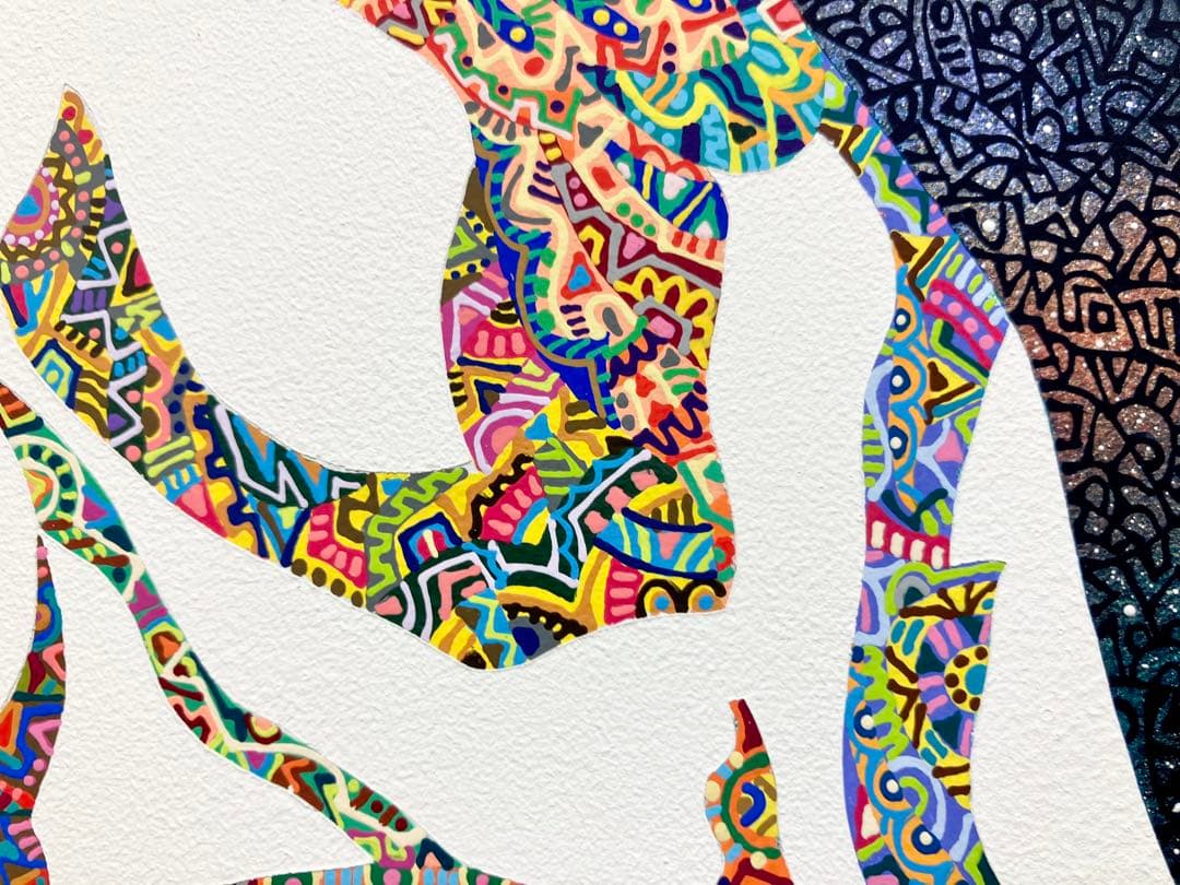 原画　蛙　動物画　絵画　アクリル画　現代アート　細密画　手描き　一点物