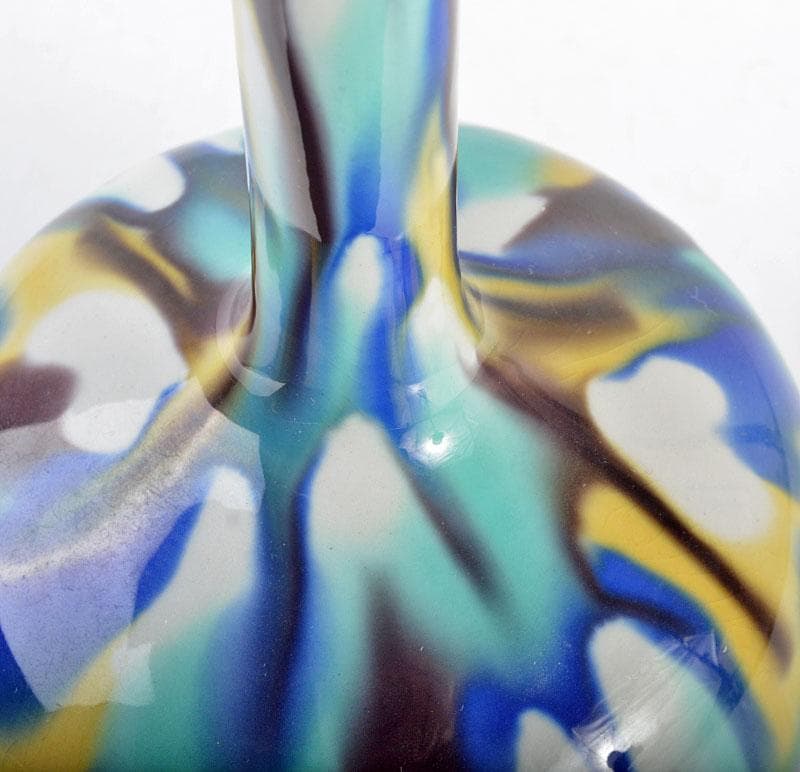 九谷焼　人間国宝　三代八十吉　徳田正彦作　彩釉　花入　G　R4337