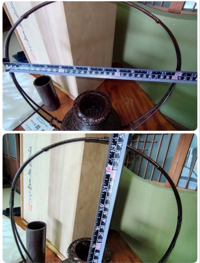 wm001 茶道具 高級竹細工 川原竹寿斉 竹花入 煎茶道具