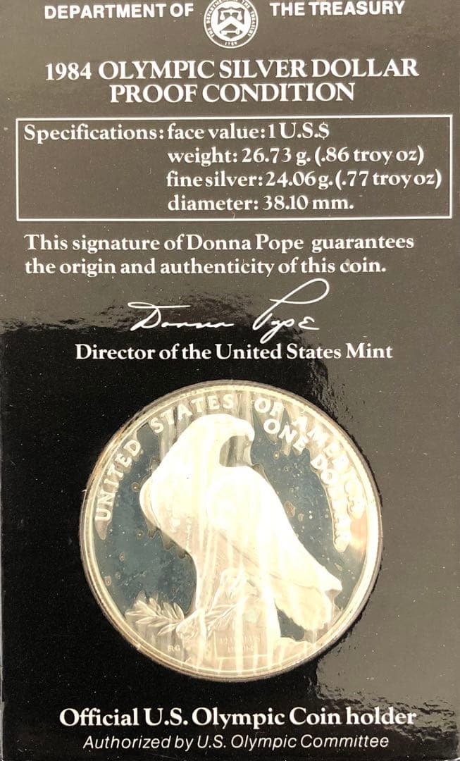 アメリカ　1984年　ロサンゼルスオリンピック ファインシルバー プルーフ　銀貨