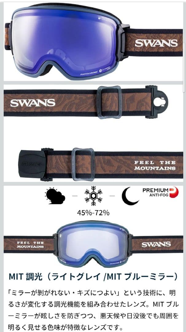 SWANS RIDGELINE MITブルーミラー ゴーグル