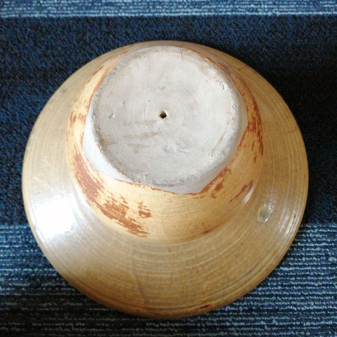 瀬戸焼　加藤作助　黄瀬戸薄端花瓶　31cm　明治〜昭和初期