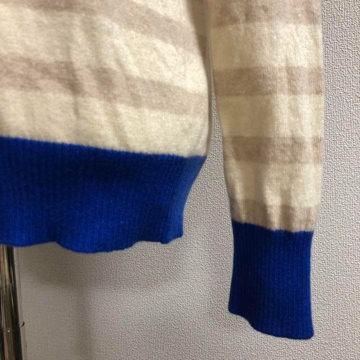 パーリーゲイツ カシミア100% ニット アイボリー ボーダー サイズ5