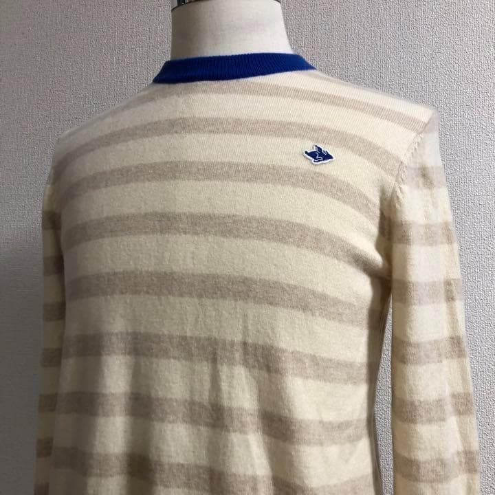 パーリーゲイツ カシミア100% ニット アイボリー ボーダー サイズ5