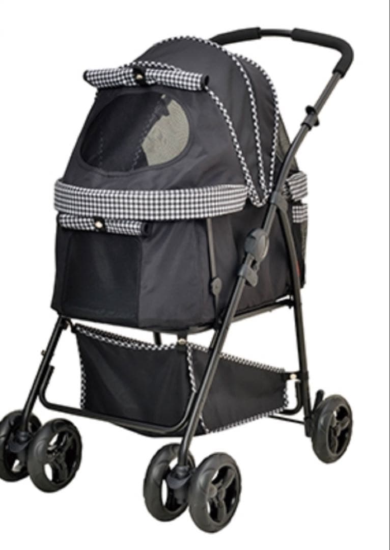 GEX わんわんカート多頭用DXplus 千鳥柄ブラック