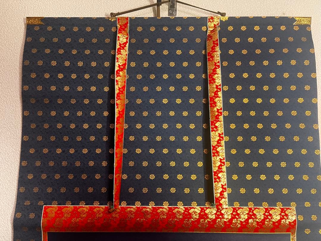 掛軸　般若波羅蜜多心経　共箱　肉筆　紺紙金泥