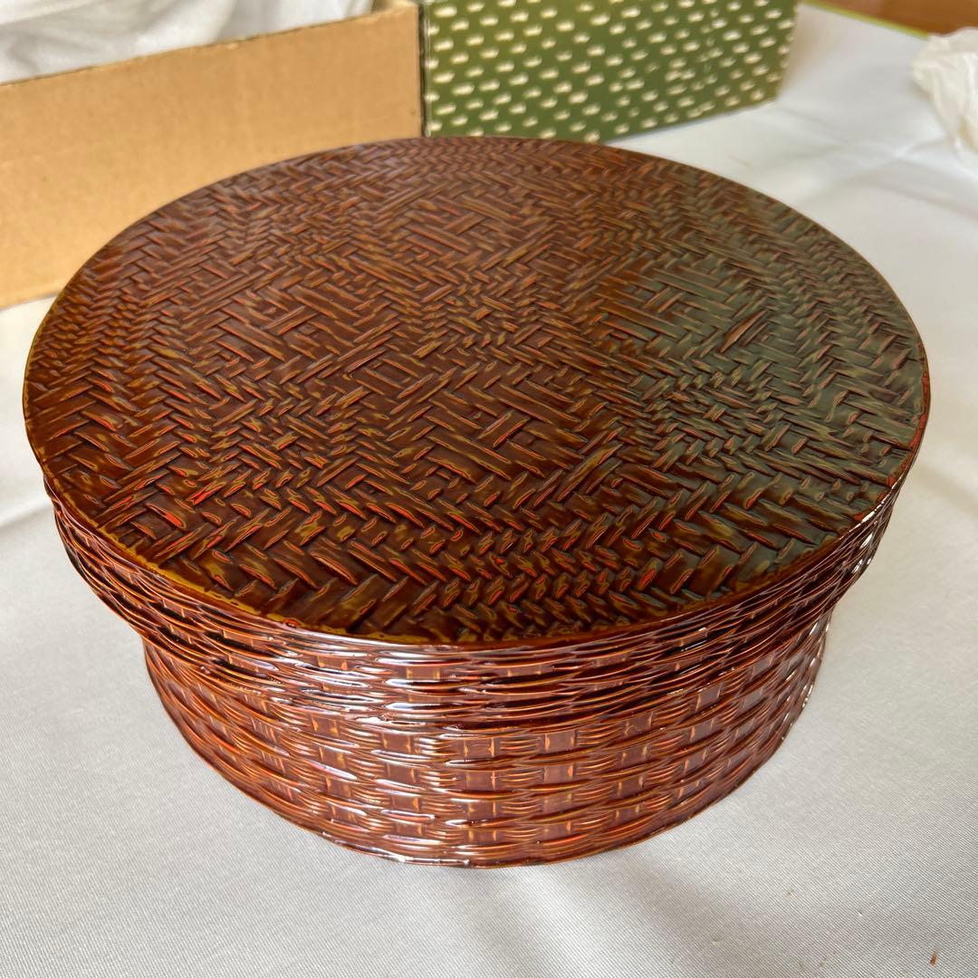 籃胎漆器　福岡県特産　玉屋　茶櫃　蓋付き　未使用