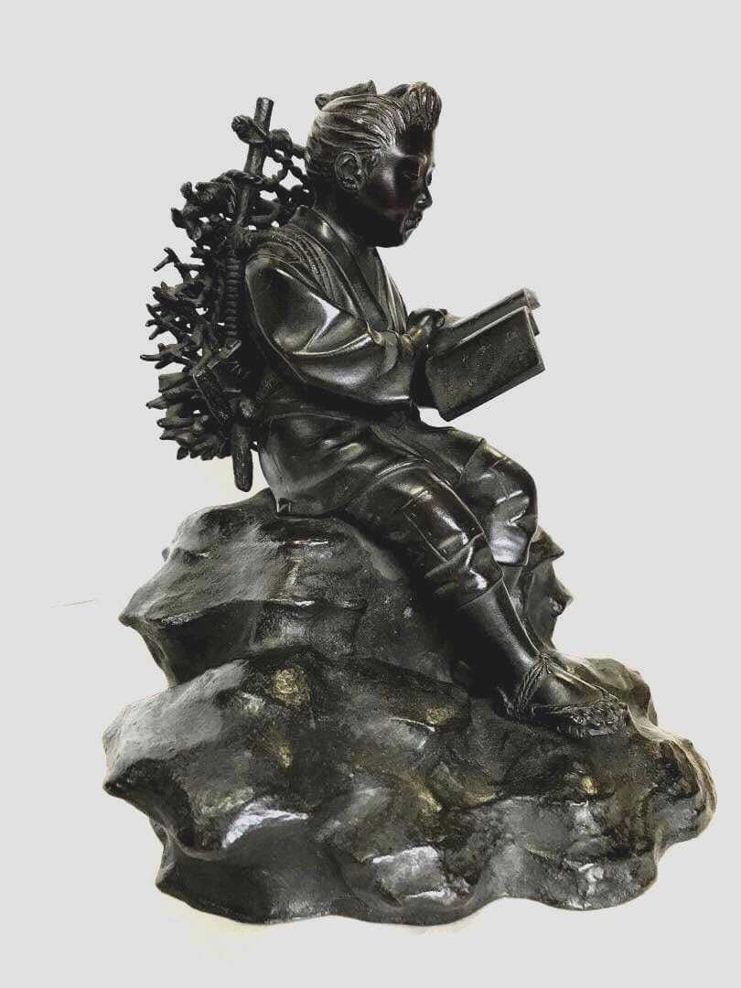 [隆美作]銅製:二宮金次郎座像