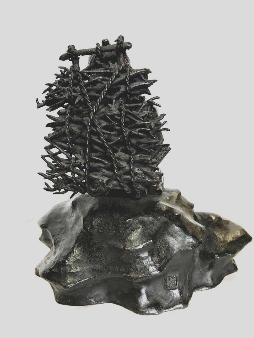 [隆美作]銅製:二宮金次郎座像