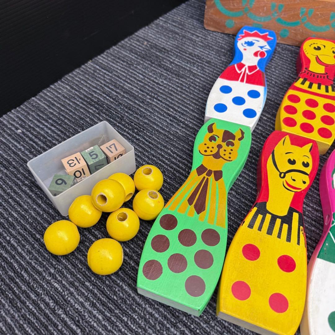 【希少】フレーベル館 組木 動物 積み木 知育玩具 木製 木箱付き 昭和レトロ