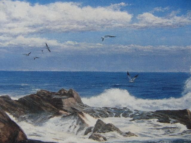 中村英夫【涛声】希少画集画、状態良好、新品高級額装付、洋画 油彩 風景