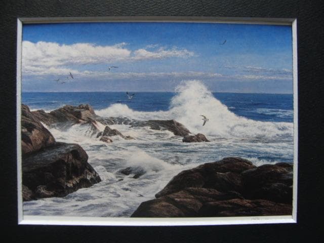 中村英夫【涛声】希少画集画、状態良好、新品高級額装付、洋画 油彩 風景