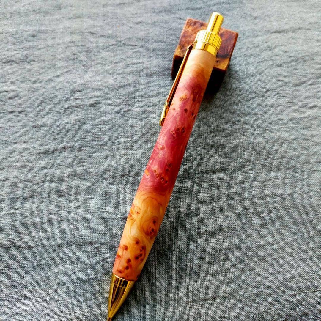 フロリニーバール　ハンドメイド　木軸シャープペン　0.5mm　天然木　ゴールド