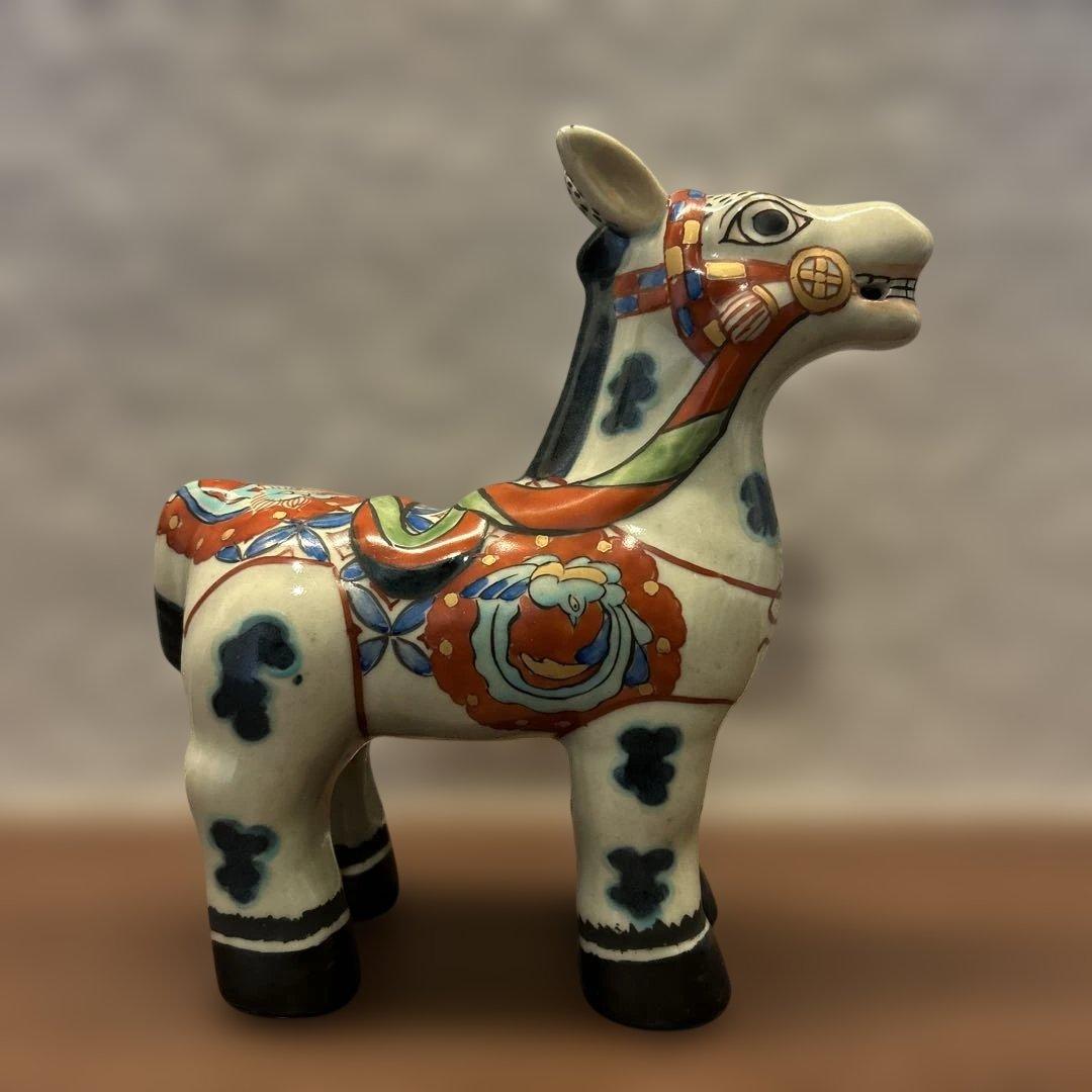 【午年に】有田焼 円左エ門窯 色絵 馬 置物 縁起物／インテリア